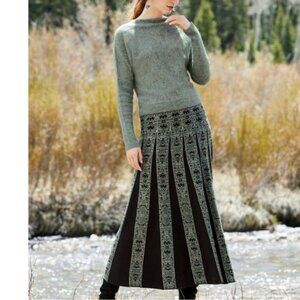 Peruvian Connection Calligraphy Skirt NWT Midi Length Knit Pima Cotton